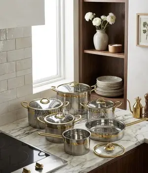Set ya Vyombo vya Kupikia vya Stainless Steel Vipande 11 na Vifuniko vya Kioo
