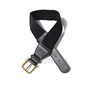 Mkanda wa Elastic Nyeusi Wenye Kuinua na Kifungo cha Dhahabu