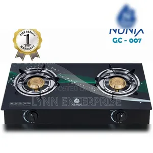 Nunix GC-007 Auto Ignition 2-Burner Glass Top Gas Cooker