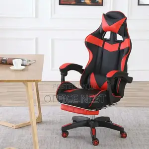 Kiti cha Ofisi cha Ergonomic cha Mfumo wa Mbio - Nyeusi na Nyekundu