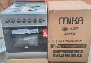Silver Mika Cooker 58x58: 3 Gas + 1 Electric Hotplate, Electric Oven