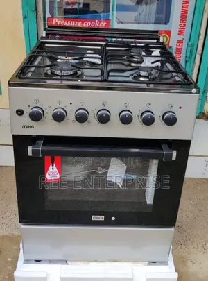 *"MIKA 60×60 3G+1E, Button Ignition 4 Function Electric Oven Silver