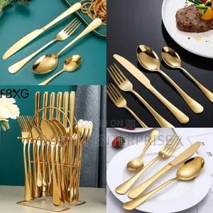 24pc Gold  Cutlery Set .