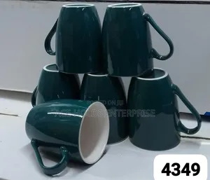 Set Mpya ya Mugs 6 za Emerald Green na Nyeupe