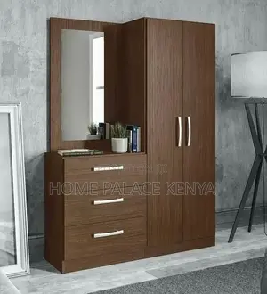 4-Door Bedroom Wardrobe with Mirror - Brown