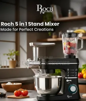 Roch 5-in-1 Multifunctional Stand Mixer - 1400W, Bakuli la Chuma