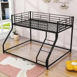 Kitanda cha Bunk cha Chuma kwa Watoto - Nyeusi
