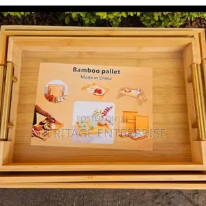 Bamboo Serving Tray Set with Handles