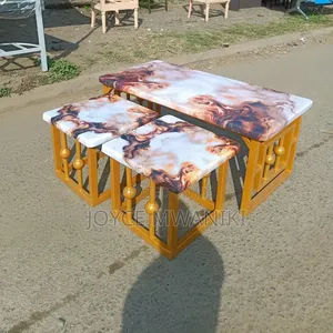 Meza ya Marumaru ya Kisasa na Fremu ya Dhahabu (Seti ya 3)