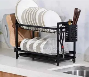 Dish Rack Nyeusi ya Tier 2
