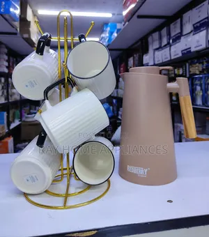 Set ya Vyakula vya Asubuhi Vipande 7: Redberry Flask 1L & Vikombe 6 vya Kijapani