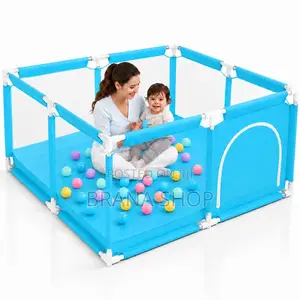 Blue Child Safety Fence Playpen na Ball Pit & Basketball Net