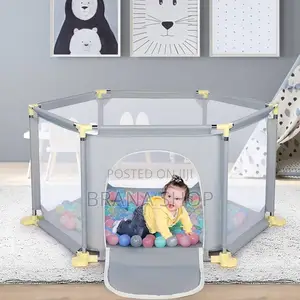 Grey Child Safety Fence Playpen na Ball Pit & Basketball Net