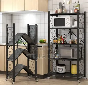 5 Tier Foldable Kitchen Rack na Magurudumu