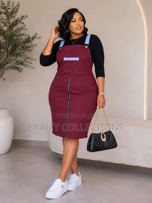 2pc Khaki Dungaree Dress na Inner Top - Wanawake
