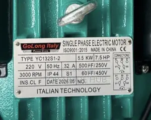 GoLong Italy Single Phase Electric Motor 7.5HP High Speed 3000rpm