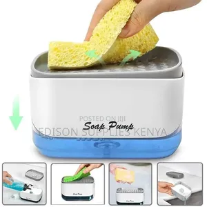 Kifaa cha Sabuni ya Dish na Mmiliki wa Sponji 2-in-1