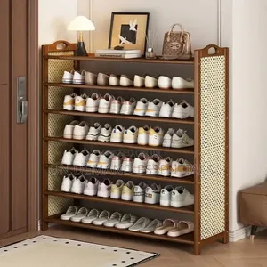 Brown 6 Layer Bamboo Shoe Rack