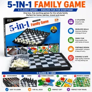 5-in-1 Board Game Set: Family Strategy & Classic Games