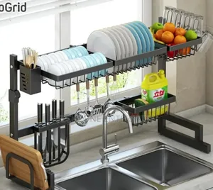 Modern Black Over-the-Sink Single Layer Dish Rack