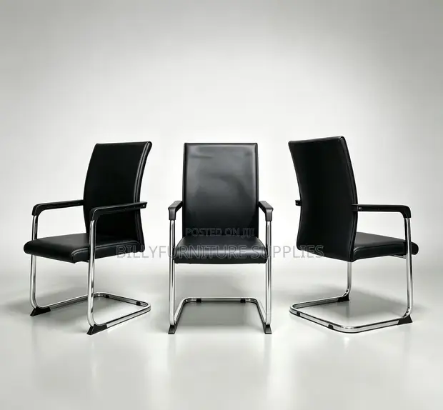 Black Leather Reception Chair - 1