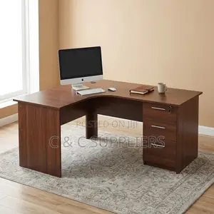 Curved Wooden Brown Desk 1.2m