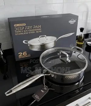 Uakeen 26cm Deep Skillet ya Triply Stainless Steel