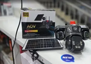 V380 Pro 4G SIM Solar Camera, 3-Lens PTZ CCTV