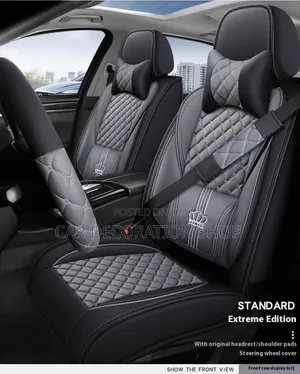 Kifuniko cha Kiti cha Ngozi cha Grey/Black Diamond Pattern chenye Nembo ya Taji