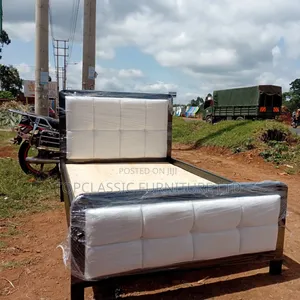 4x6 Black Frame Bed with White Fabric