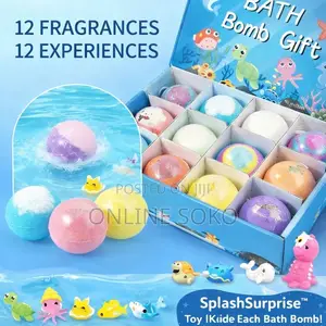 Set ya Zawadi ya Bath Bombs 12 kwa Watoto na Vichezeo vya Wanyama wa Bahari Vilivyofichwa