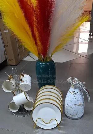13-Piece Ceramic White Gold Breakfast Set