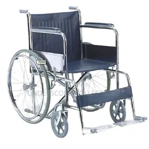 Standard Folding Manual Steel Wheelchair - Dark Blue