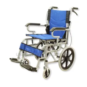 Wheelchair ya Kukunja ya Kiuchumi yenye Rangi ya Bluu na Handbrakes