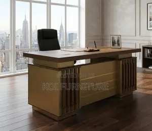 1.4M Golden Executive Desk with Lock Drawers