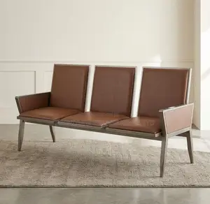 3 Seater Brown Padded Modern Reception Bench