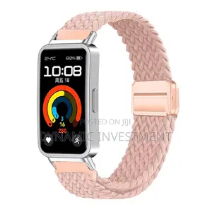 Huawei Band 10/9/8 Mkanda wa Saa wa Nylon Wenye Kifunga Sumaku (Pink)