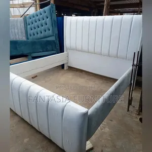 Brand New 5x6 White Velvet Bed with Mattress