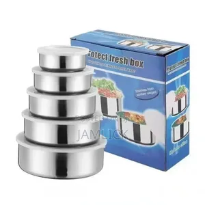 Set ya Vipande 5 vya Sanduku za Kuhifadhi Chakula za Stainless Steel