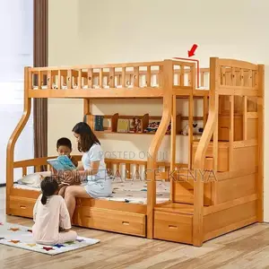 Kitanda cha Bunk cha Mbao Imara kwa Nyumba na Vyumba vya Wageni