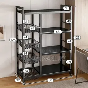 Metallic Kitchen Rack with Lockable Wheels