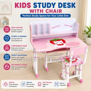 Kids Study Table and Chair Set - Adjustable Children's Desk