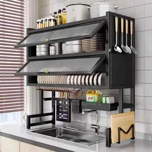 2-Layer Over-Sink Kitchen Rack with Glass Acrylic Cover