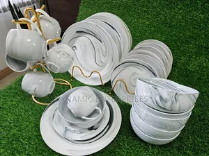 Signature Housewares Marble Grey Set ya Vyombo vya Chakula Vipande 24
