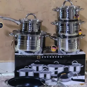 Edenburg EB-4000 Cookware Set ya Vipande 12 vya Stainless Steel