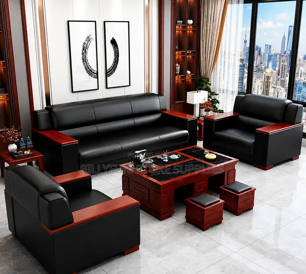 Sofa za Kisasa za Ngozi za 3-Seater & Single - 1