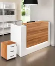 1.4m Modern Reception Desk with Wooden Front Panel & Mobile Pedestal - 1