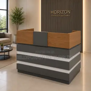 Kaunta ya Mapokezi ya Mbao yenye Rangi ya Kijivu