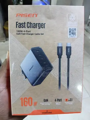 Pisen 160W 4-Port GaN Fast Charger na Cable