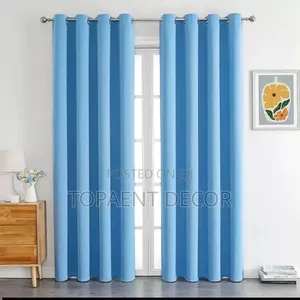Pazia za Sky Blue za Polyester kwa Sebule na Sheers